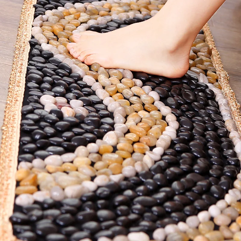 Pebble Floor Mat Foot Massage Mats Decorative Bathroom Rain Flower Stone Carpet Seat Rug Road Fingerboard  Therapy Walking Rugs