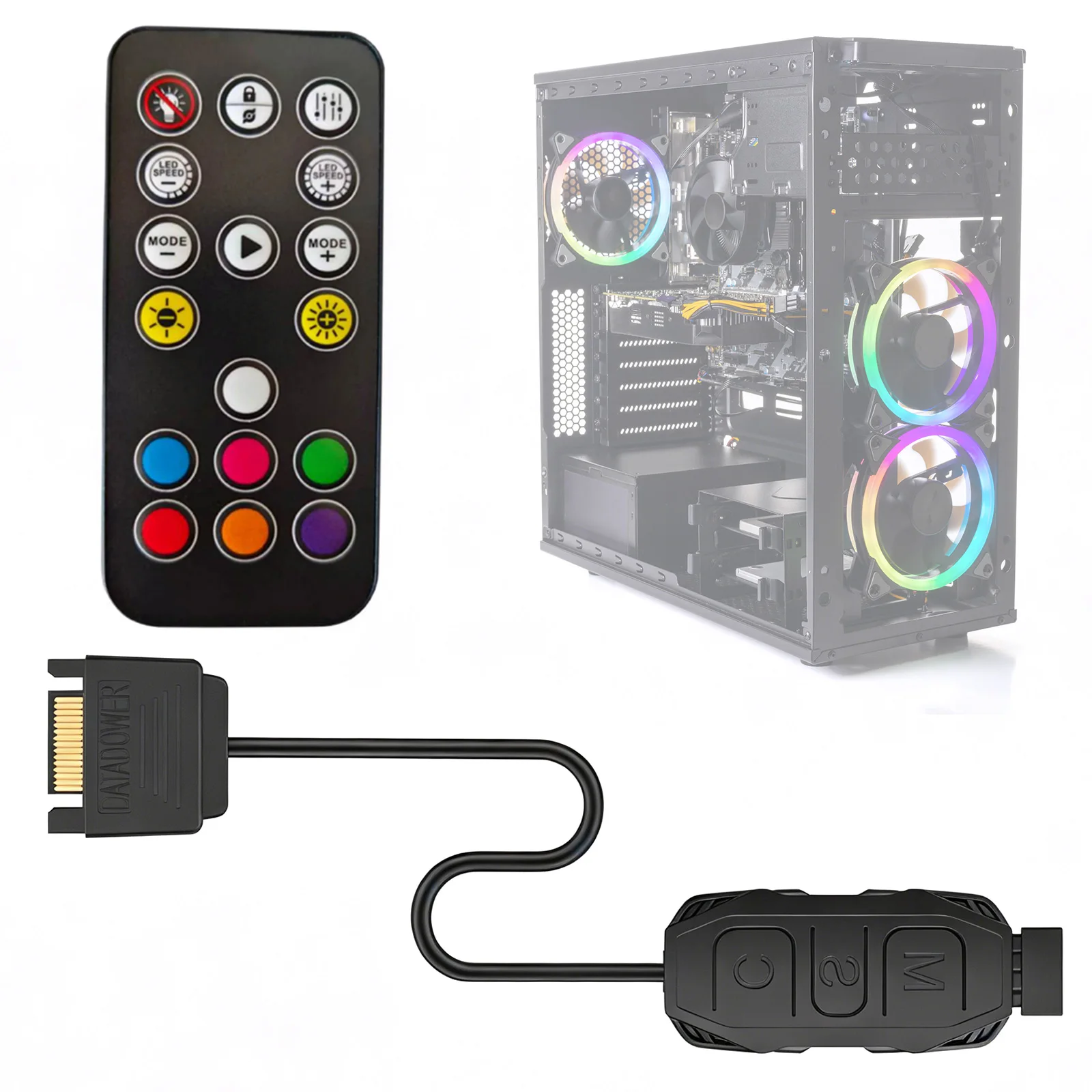 Computer ARGB Fans Hub SATA Power RGB Fan Controller SATA Interface Sync Controllers Cable for PC Fan Cooling Fans Light Strip