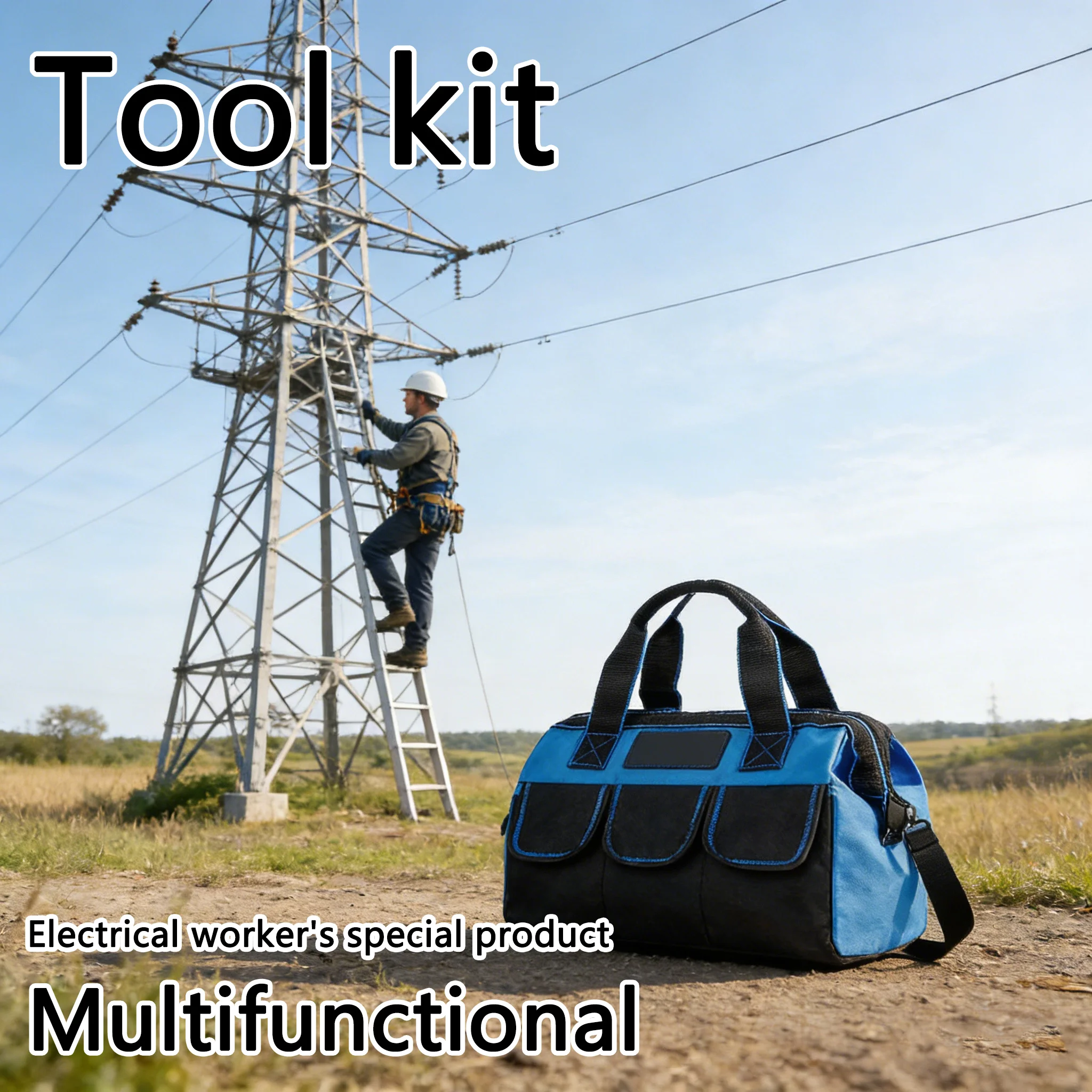 

Сверхмощная сумка для инструментов для электрика, водонепроницаемая сумка-органайзер с несколькими карманами, сверхмощная сумка для хранения для строительных мастеров