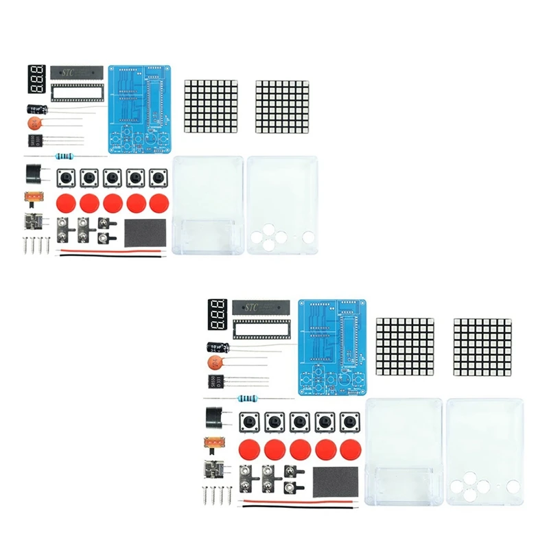 มินิพิกเซลเกมคอนโซลการผลิตชุด Retro คอนโซลเกมคลาสสิก DIY อิเล็กทรอนิกส์บัดกรีเชื่อม Tranning ชุดจุดสี่เหลี่ยมสีแดง