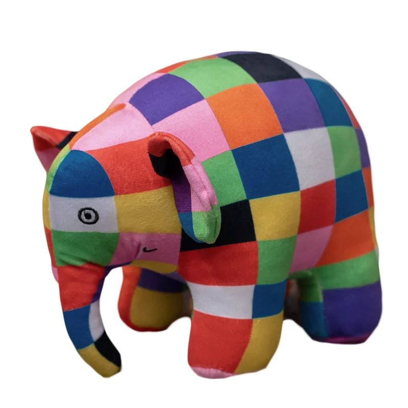 Figura de elefante de Elmer de dibujos animados de Anime, juguete de peluche colgante a cuadros, elefante Emma, muñeco de peluche, almohada tranquilizadora para niños, regalo de cumpleaños