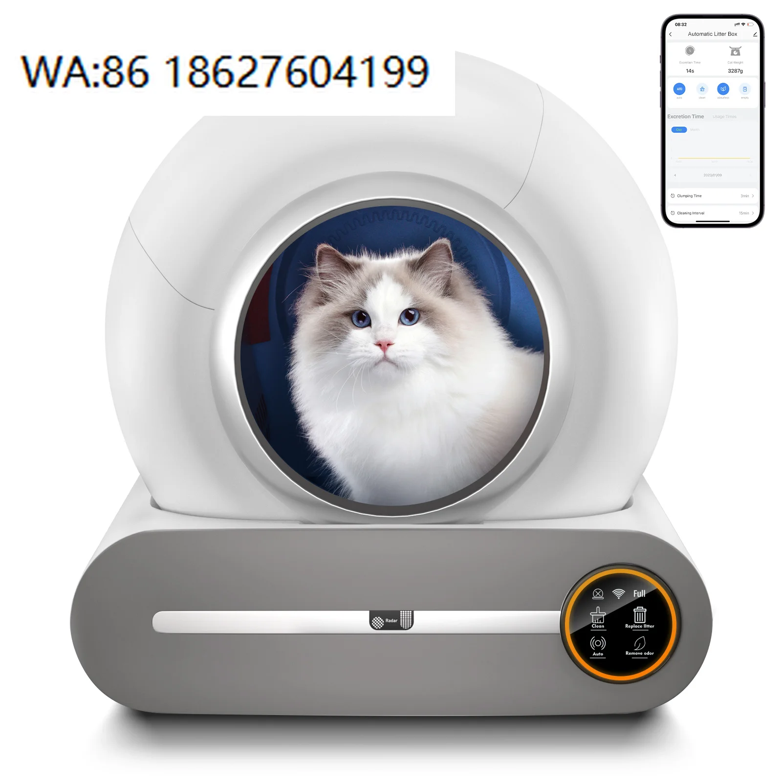 Selling 8kg Timed Quantitative Smart Self-cleaning Premium Material Automatic Cat  Box 9l Waste Bin 24ghz Wifi Control ...