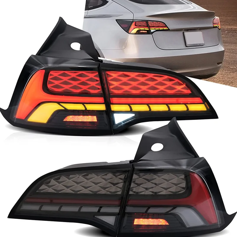 Tail lights suitable for Tesla series models 3/y, upgraded LED tail lights, new style plug and play