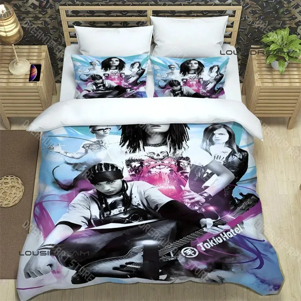 3D Printed Tokio Hotel Kaulitz Rock Band Bedding Set for Boys Girls Duvet Cover Twin Queen King Full Single Double Sizes