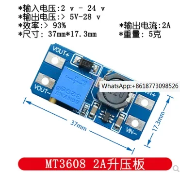 100PCS MT3608 DC-DC Step Up Converter Booster Power Supply Module Boost Step-up Board MAX output 28V 2A