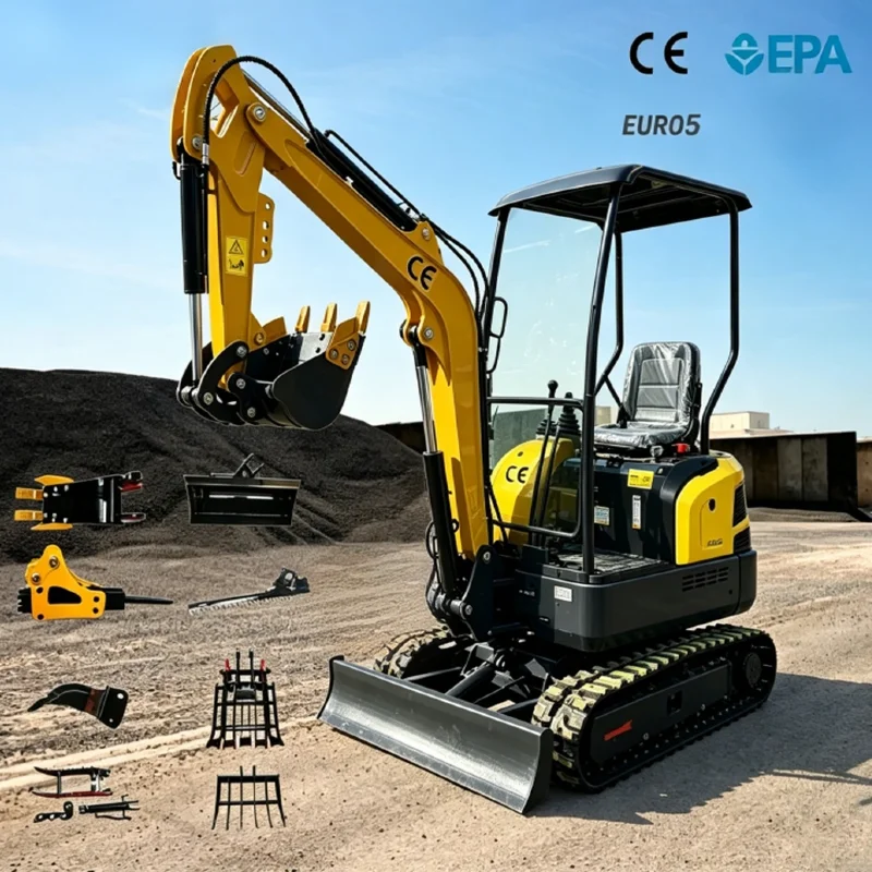 Top Quality EPA Mini Excavator 12Ton Hydraulic Crawler With Drill Breaker Ripper Mini Excavator Customized  For Orchard Farm