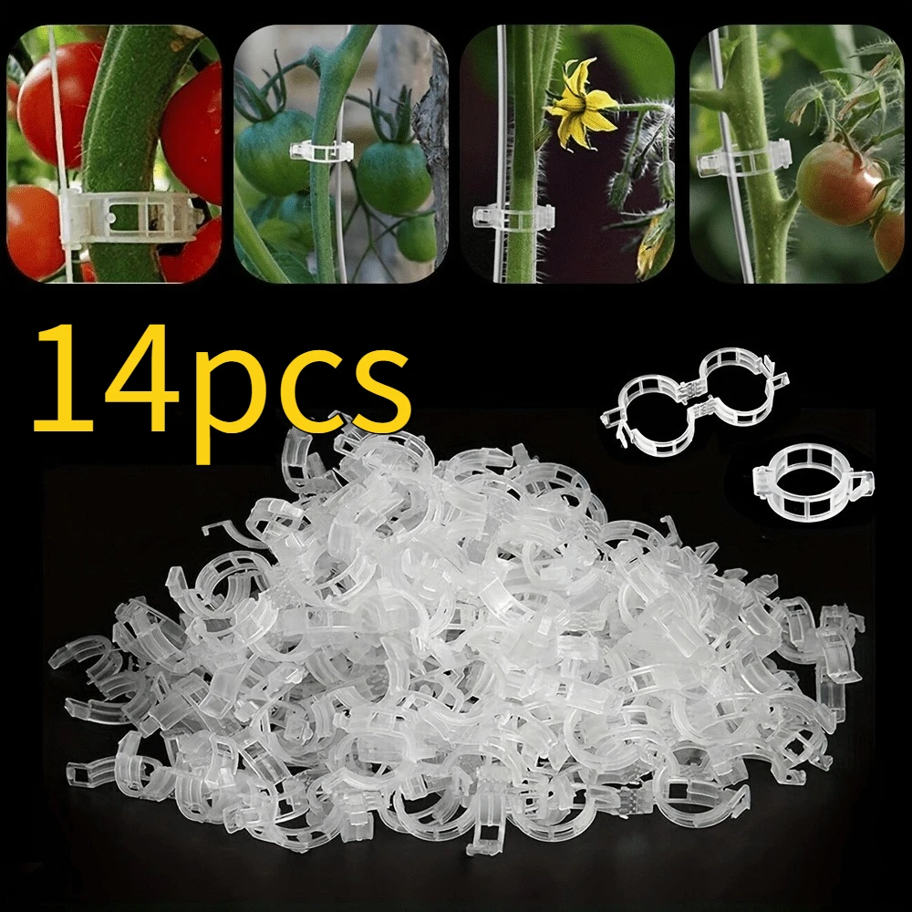 [Plastic Tomato Clips] 14pcs Plastic Tomato Clips - Plant Support Clips, Trellis Clips for Grape Vine, Tomato Vine