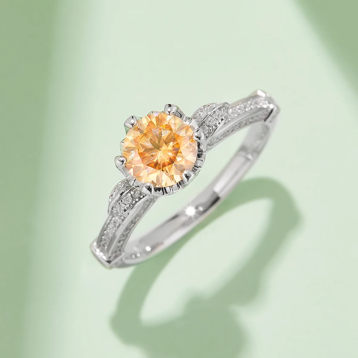 تصميم الأزياء 1 CT مويسانيتي خاتم الخطوبة ثلاثة ألوان للنساء خواتم الزفاف والمجوهرات