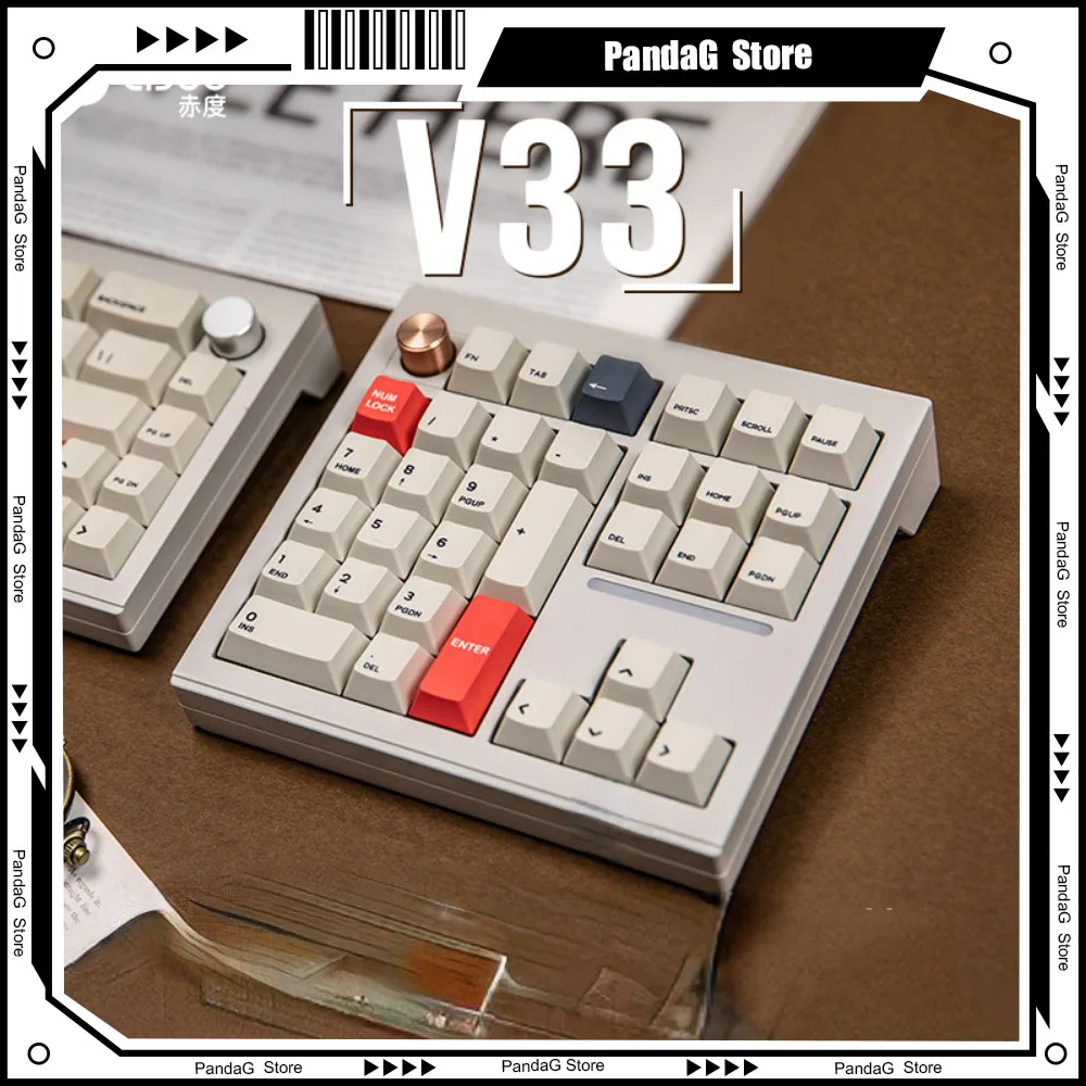 

CIDOO V33 Numeric Keypad CNC Aluminum Lump Support VIAQMK Wireless Gasket Tri-mode 2.4G BT Pad RGB Mechanical Keyboard with Knob