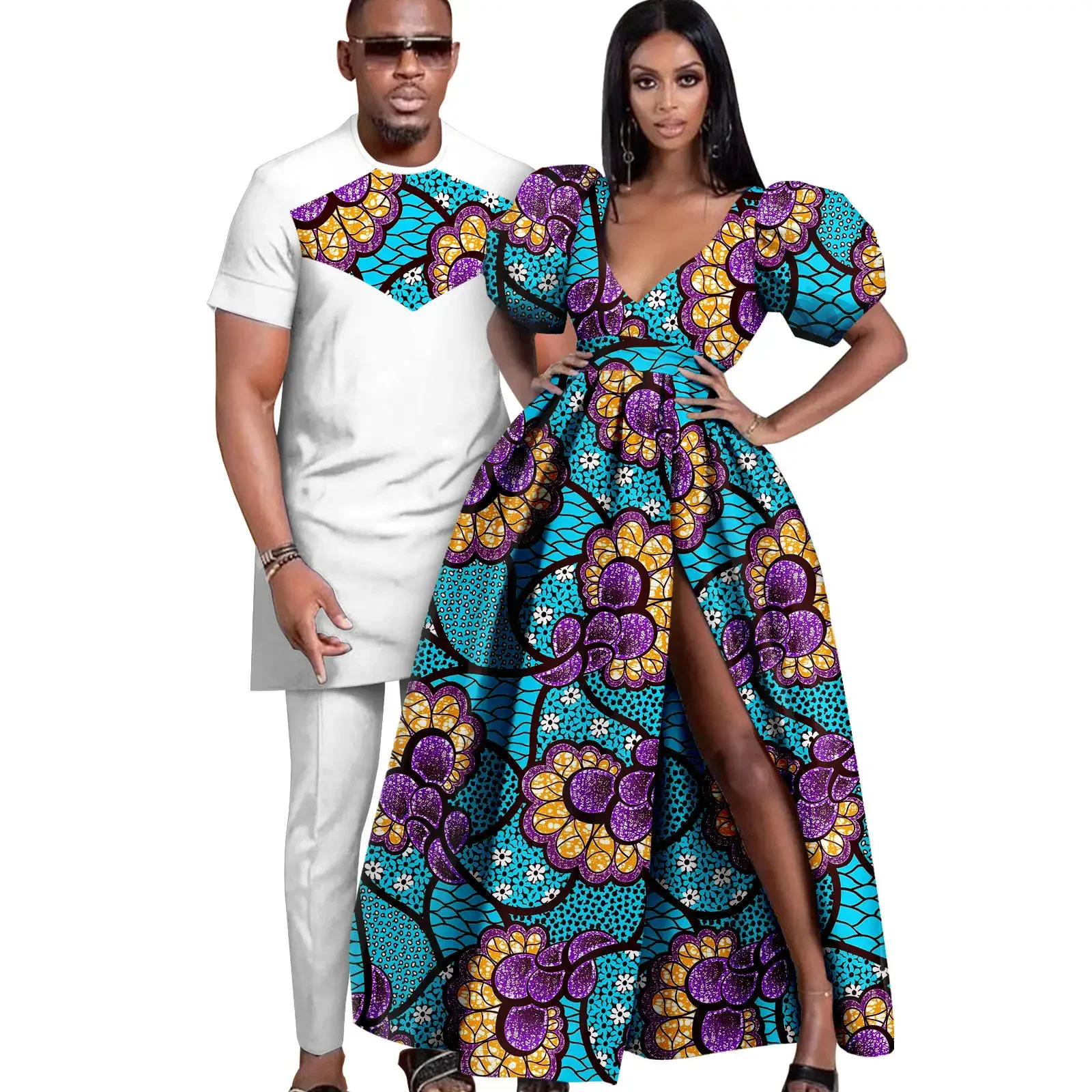 Dashiki عشاق الأفريقية دعوى ملابس الحفلات الزوج والزوجة دعوى الملابس الأفريقية للزوجين الرجال والنساء زوجين ملابس الزفاف #6