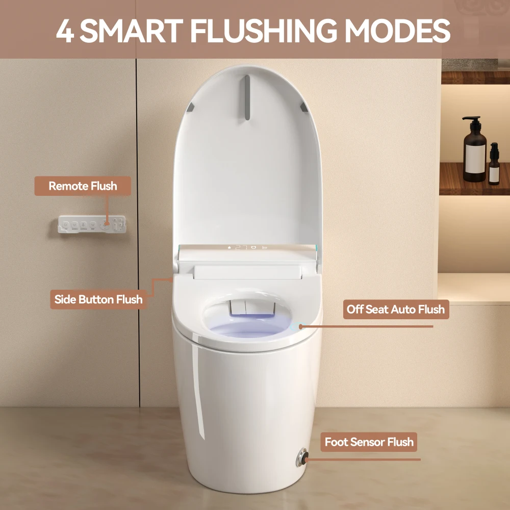 Unique Smart Toile, One Piece Toilet with Bidet Built In,Intelligent Toilet Auto Open/Close Seat. Bidet toilet with Dryer and Warm Water.Gray