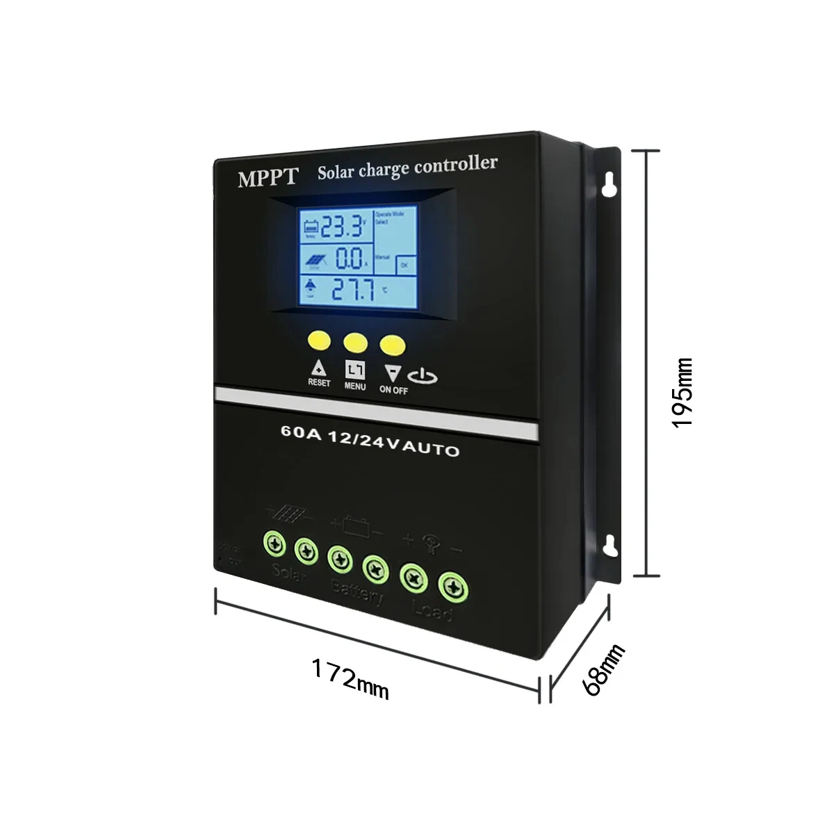 Imagem -04 - Mppt-controlador de Carga Solar com Display Lcd Carregador Rápido Dual Usb Chumbo Aacid Bateria de Lítio Ferramentas 60a 12v 24v