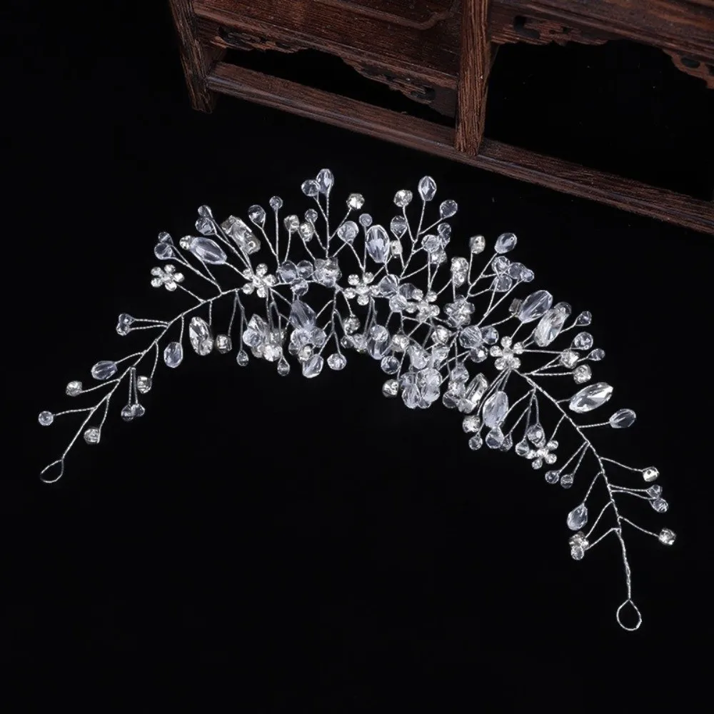 أنيقة حجر الراين العروس غطاء الرأس تألق زهرة التصوير عقال اليدوية النمط الفرنسي الزفاف إكليل الشعر مجوهرات #4