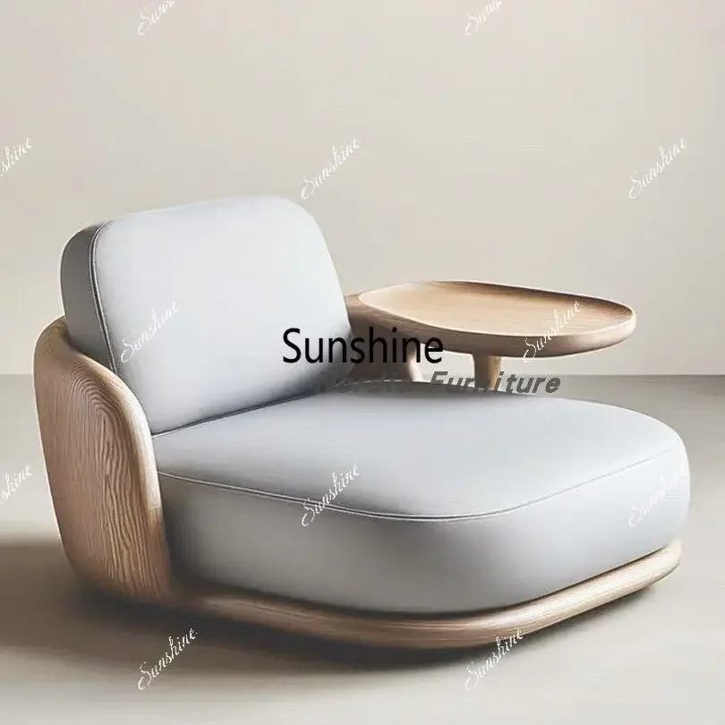 Nordic light luxury solid wood sofa home bedroom meeting single chair