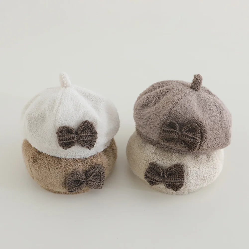 Kinder Gestrickte Woolen Baskenmütze Hut Prinzessin Stil Herbst Winter Neue Ankunft Candy Farbe Maler Hut für Baby Mädchen