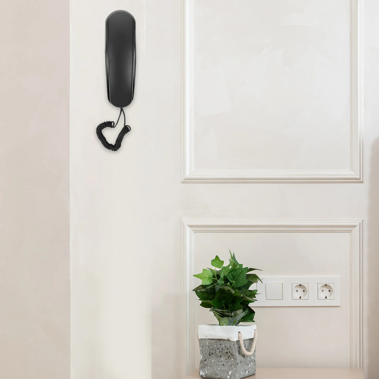 Wall Telephone Black Small Hanging Landline Phone For Home Office Hotel Wall Mounted Household Telephone Connection