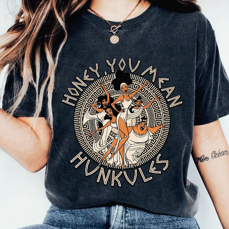 Camiseta gráfica retro para mujer de Disney Hercules - Top informal de manga corta con diseño retro Muse con "Honey You Don't Know Hercules"