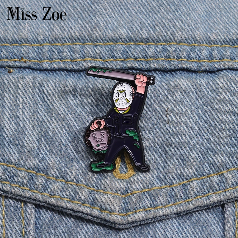 Friday Horror Enamel Pins Custom Brooches Lapel Badges Punk Gothic Movie Character Jewelry Gift for Kids Friends