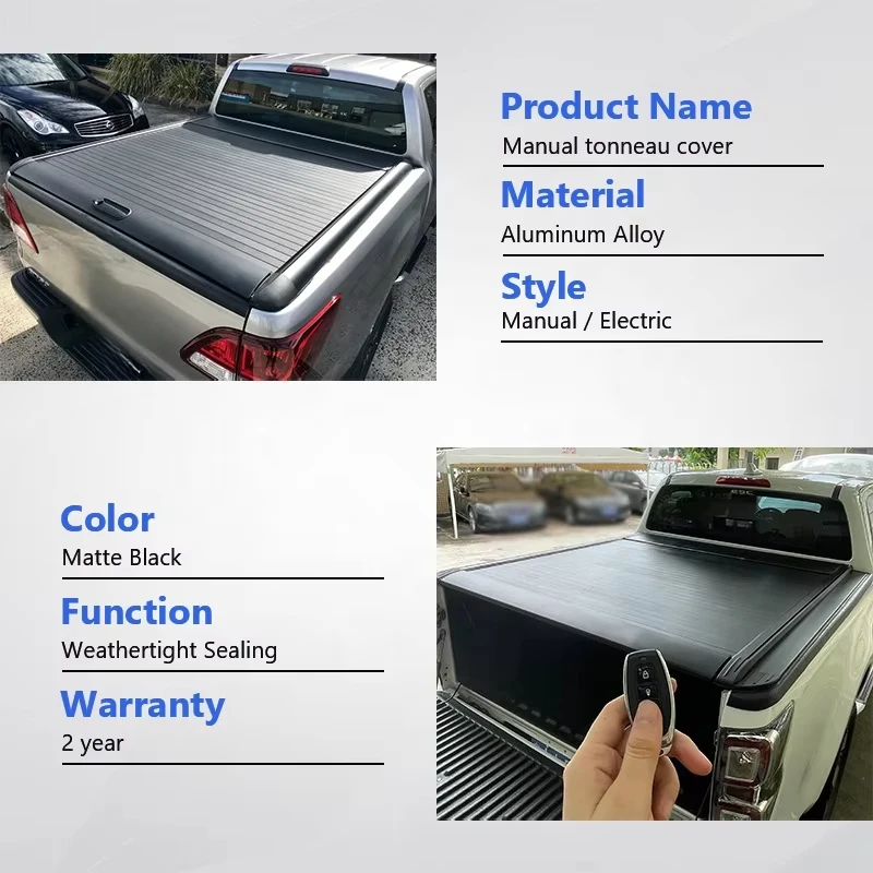 High Quality Pickup Accessories Roller Lid Retractable Truck Bed Cover Roller Shutter Tonneau Cover for  Hilux  Ranger