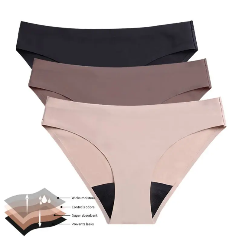 Hot Sale Women Full Protection 4 Layers Absorbent Briefs Breathable Menstrual Seamless Washable Period Panties