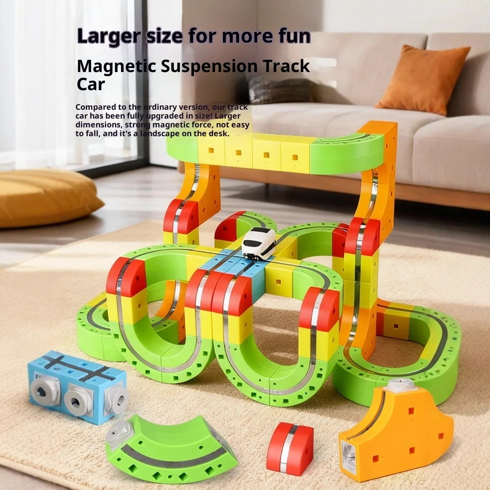 US Patent Magnetic Train Set with Large Blocks, Montessori & STEM Learning Toy for Kids Ages 3-8, Educational Track Building Toy