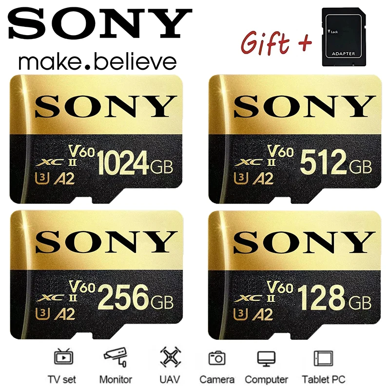 Scheda Micro SD originale Sony ad alta resistenza Micro SD HC 1TB 512GB 256GB V30 C10 Micro SD 64GB 128GB Scheda di memoria per Dash Camera