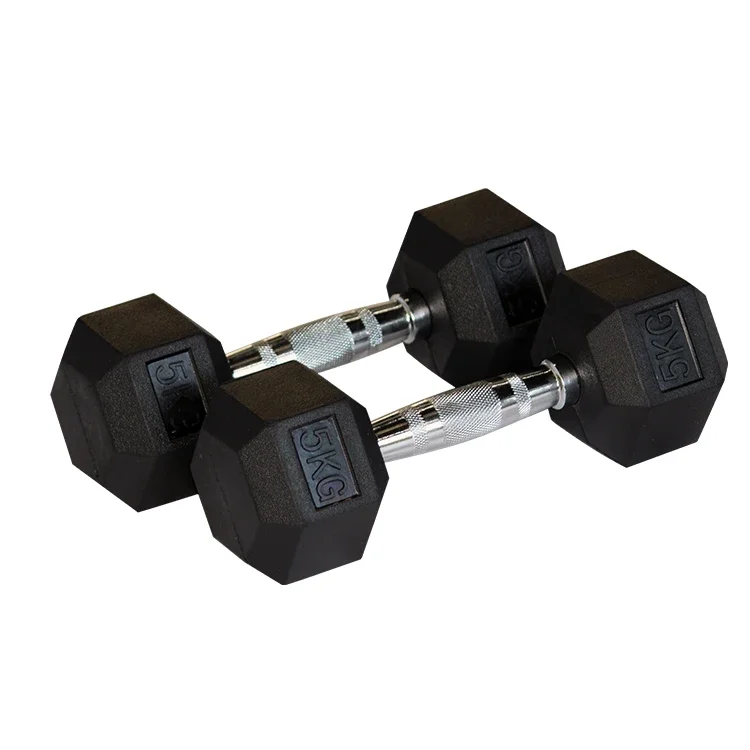 For 5kg 10kg 15kg 16kg  Multi weight Black Rubber Hex Dumbbells  kettlebell  fitness