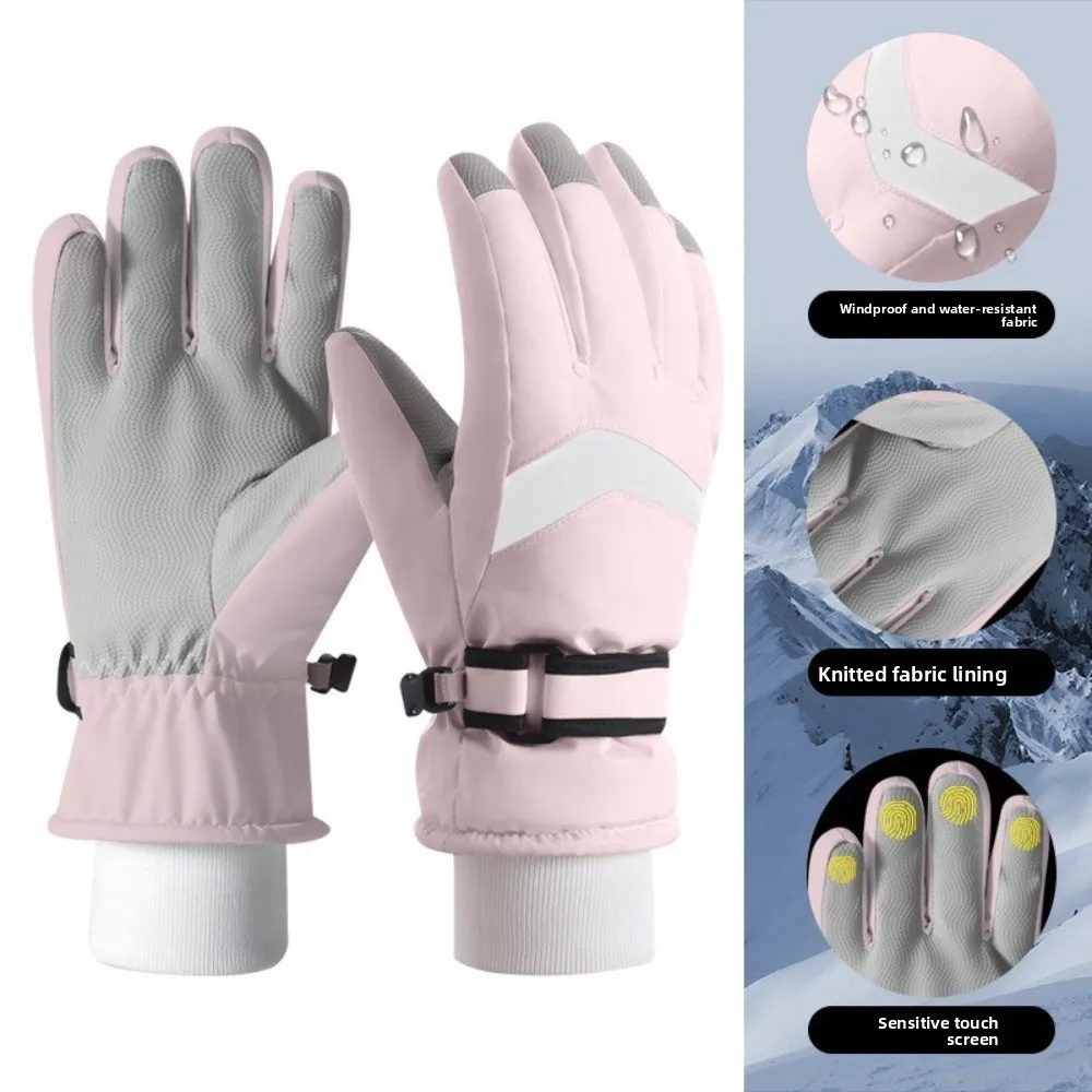 Waterproof Winter Gloves Non-Slip Grip Windproof Snowboarding Gloves Thicken Breathable Touchscreen Gloves for Boys Girls