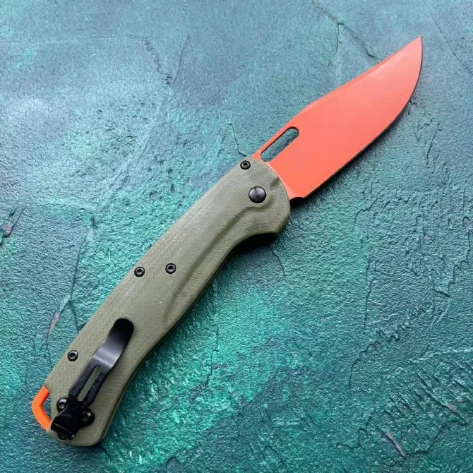 Paodin BM15535 Pocket Folding Knife Orange 9cr18mov Blade G10/PEI/Carbon Fiber Handle Tactical Hunting EDC Survival Tool Knives