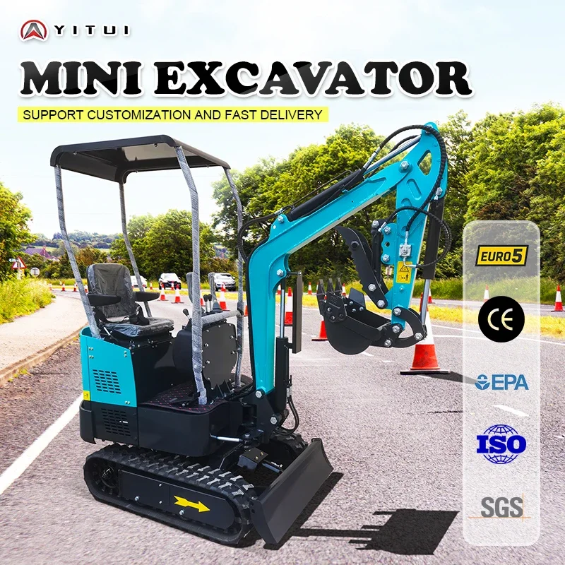 حفارة صغيرة مخصصة 1.5 1.2 طن مع ملحقات متعددة وتشغيل سهل حفارة محرك Ce Epa Euro 5 Kubota
