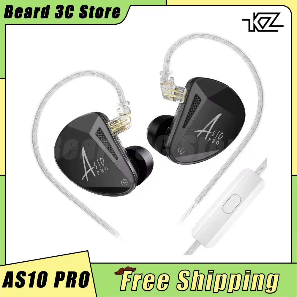 

KZ AS10 PRO Wired Earphone HIFI In-ear Professional Earphone Wire Upgrading Ergonomic For Music Lover PC Gamer Accessroies Gift