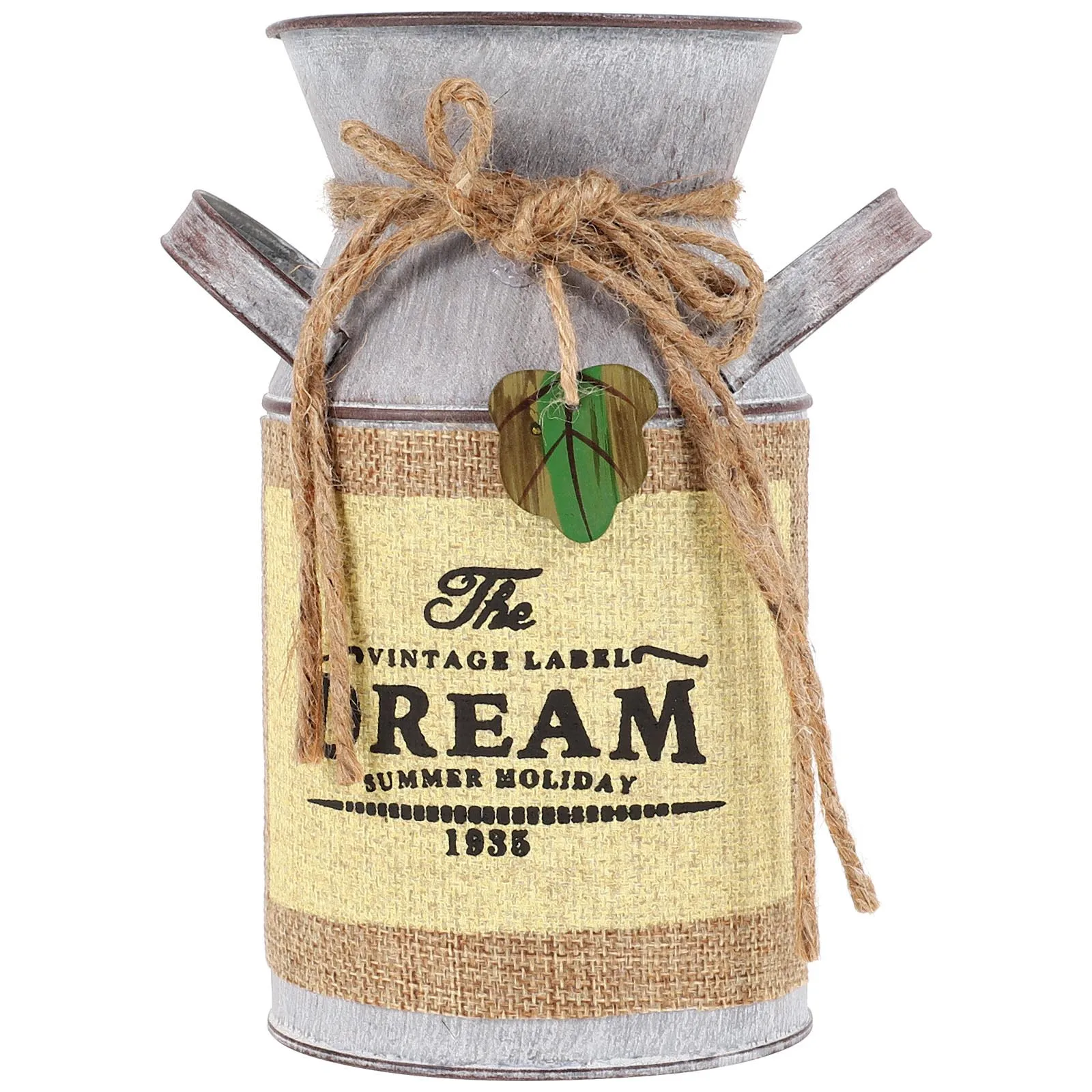 

1pc Retro Burlap Fabric Flower Vase Simple Chic Desktop Decorative Iron Vase For Home Decor Living Room Dried Flower Arrangement