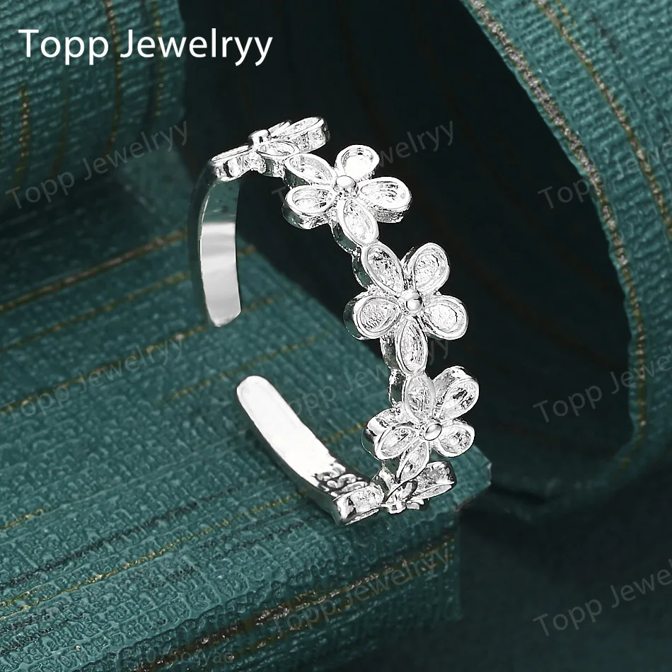 

Очаровательное женское кольцо из стерлингового серебра 925 пробы с открытым цветком, модный подарок, аксессуар для вечеринки