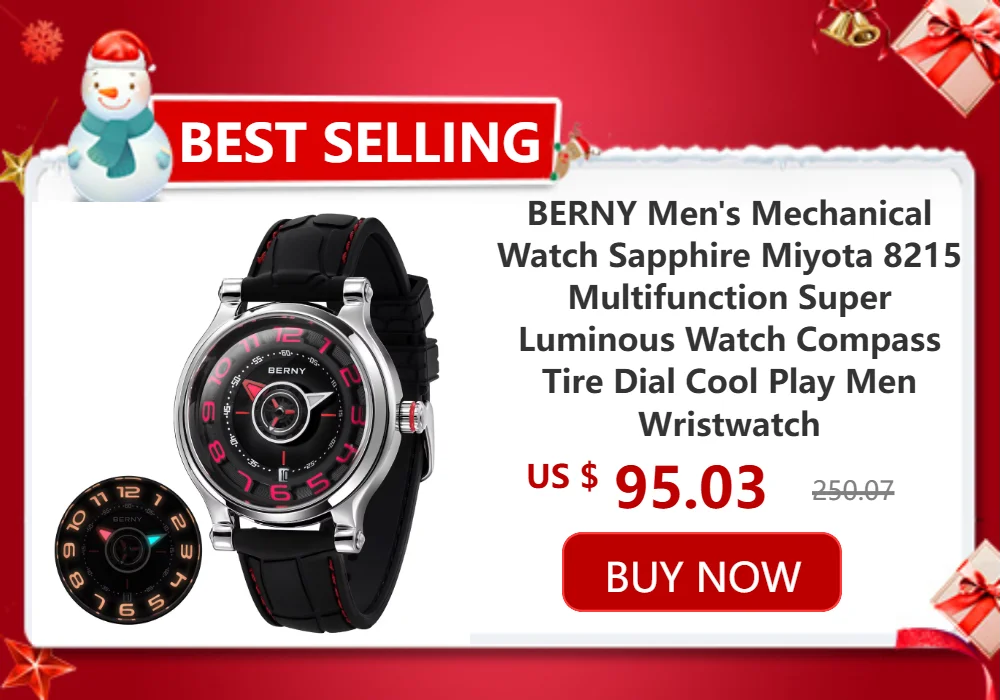 BERNY Automatic Dive Watch for Men Super Luminous 20ATM Diver Wristwatch Original Top Sapphire Swim Sport Mechanical Male Watch