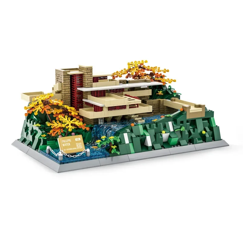 Kreative Fallingwater-Pennsylvania, Amerika Bausteine Architektur Konstruktionsziegel Spielzeug Geschenk für Freunde