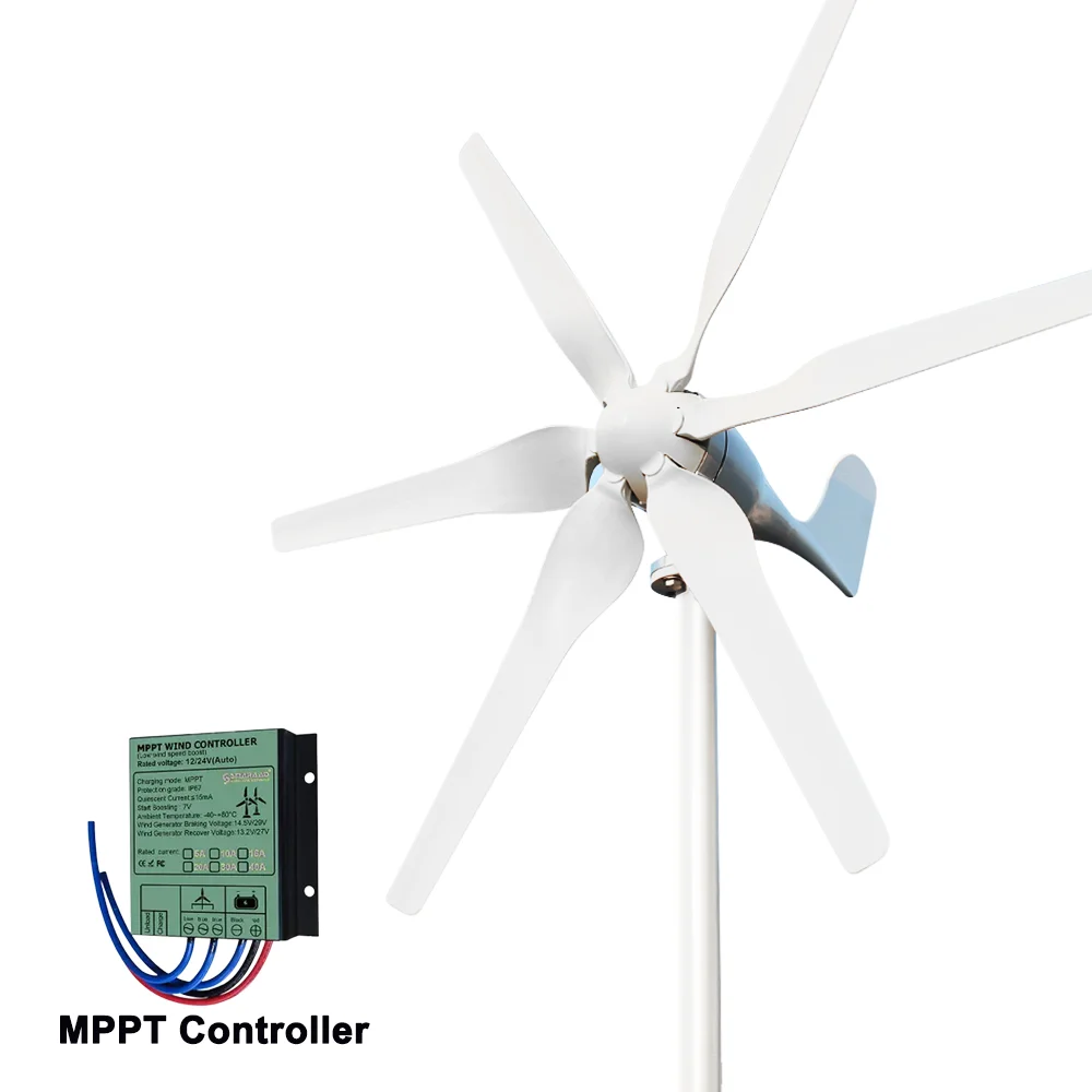 

3000W Windmill 12V 24V 48V 6 Blades Wind Turbine Generator With MPPT Controller Low Start Wind Speed Free Energy Home Appliance