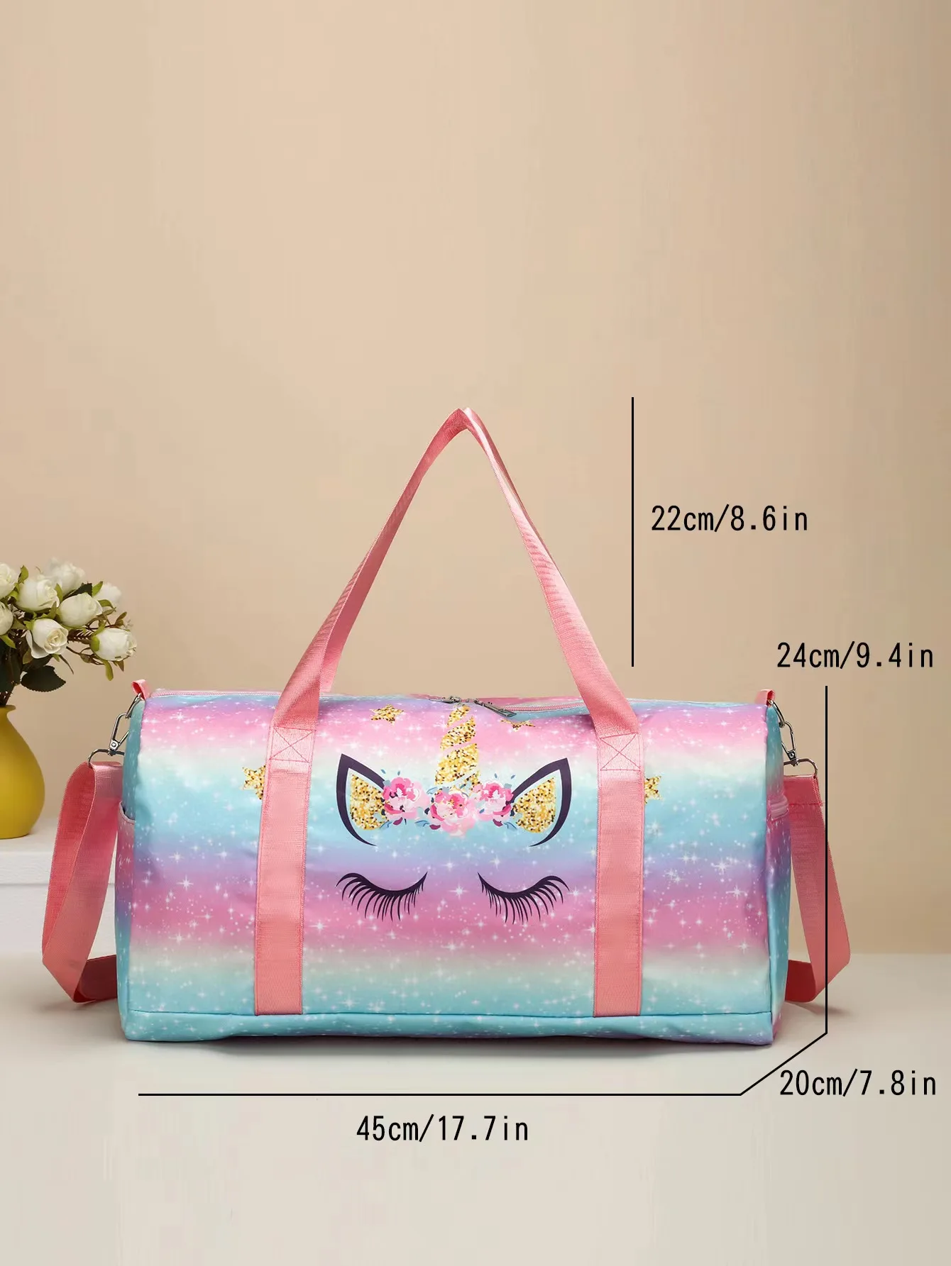 Large Capacity Outdoor Travel Bag Colorful Unicorn Print Gym Bag Children\'s and Adult\'s Shoulder Bags Outdoor Tote Bag