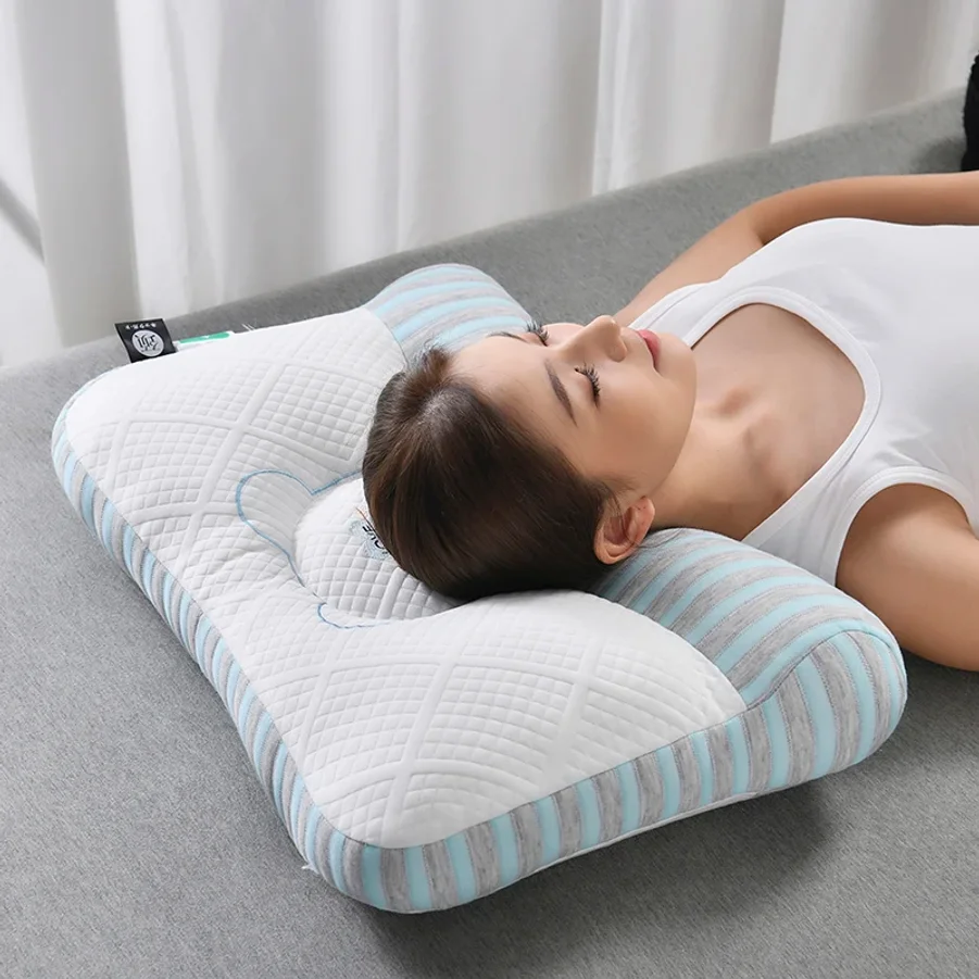 1pc Comfort Cervical Pillows for Neck Soft Pain Relief Microfiber Filling Bed Pillow Washable Contour Neck Support Pillow Core