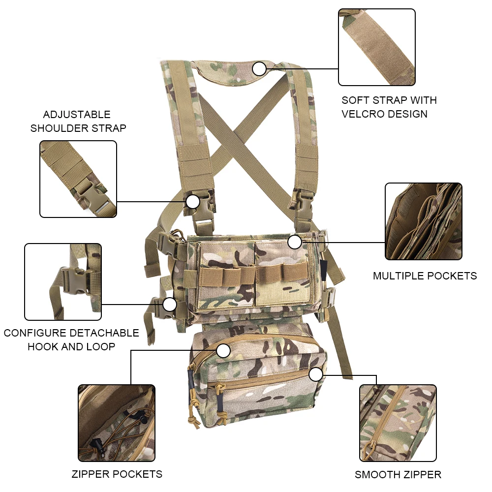 Tactische MK3 Borst Rig Micro Chassis Zak Pouch H Harness 5.56 7.62 M4 Ak Tijdschrift Insert Airsoft Paintball Jacht Vest nylon