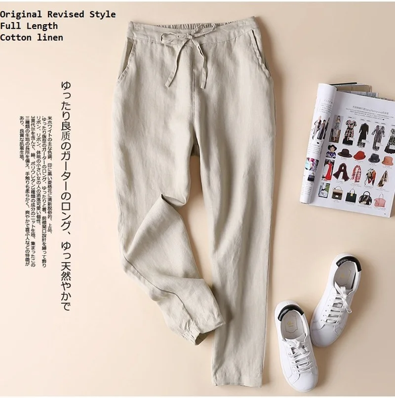 Casual S-5XL Cotton Linen Pants Women 2023 Spring Loose Cotton Trousers Women Vintage Elegant Trousers Formal Pencil Pants 19724