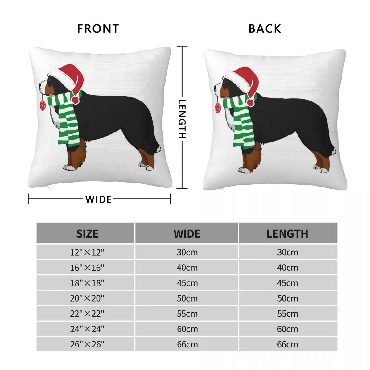 Bernese Mountain Dog Christmas Square Pillowcase Polyester Linen Velvet Creative Zip Decorative Room Cushion Cover 45x45