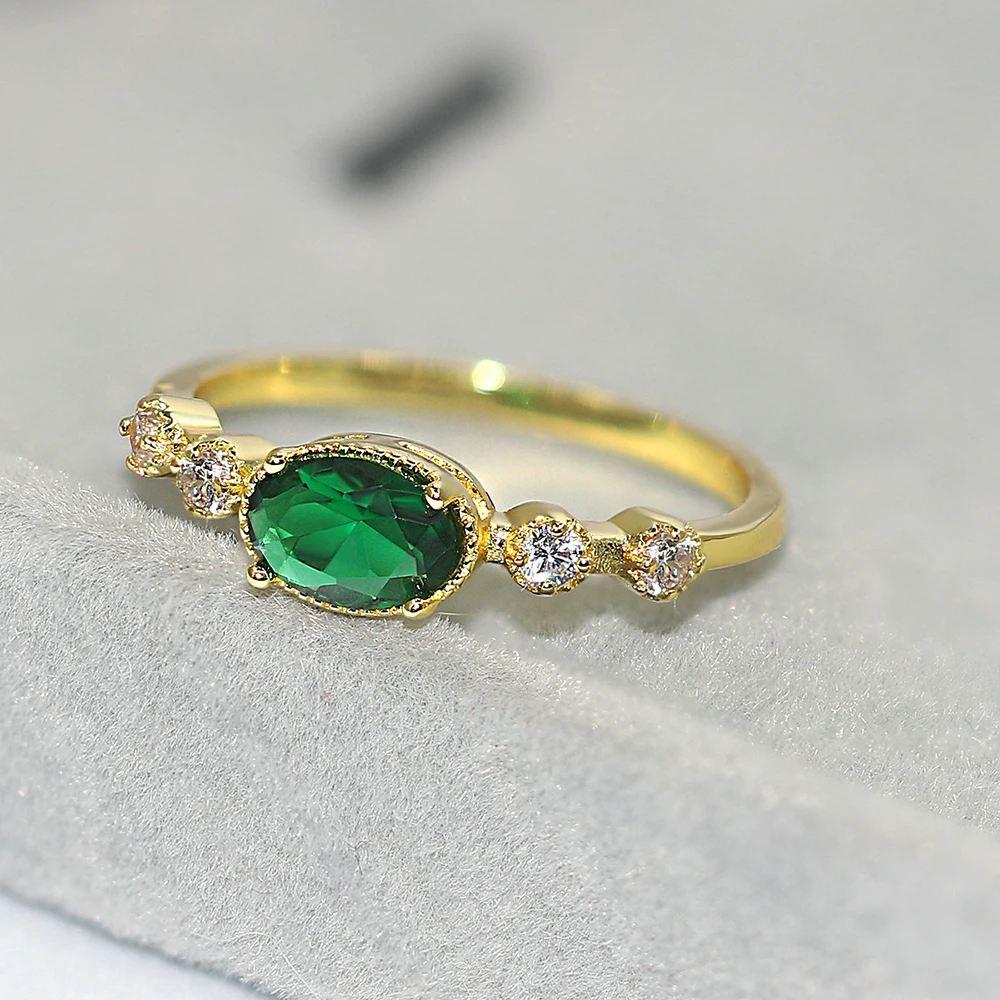 ZHOUYANG Wedding Rings For Women Delicate Elegant Oval Zircon Light Gold Color Proposal Finger Ring Gift Fashion Jewelry R853