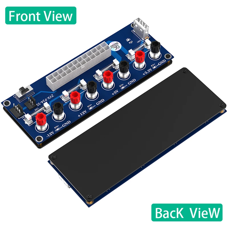 20Pin/24Pin ATX Power Breakout Adapter Power Supply Splitter Module with 5V USB Port Insulation Plastic Base Power Switch for PC