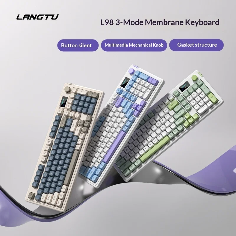 

Langtu L98 Беспроводная клавиатура Три режима Высокоэстетические сферические колпачки для клавиш Киберспортивные игры Офисная бесшумная пленочная клавиатура RGB