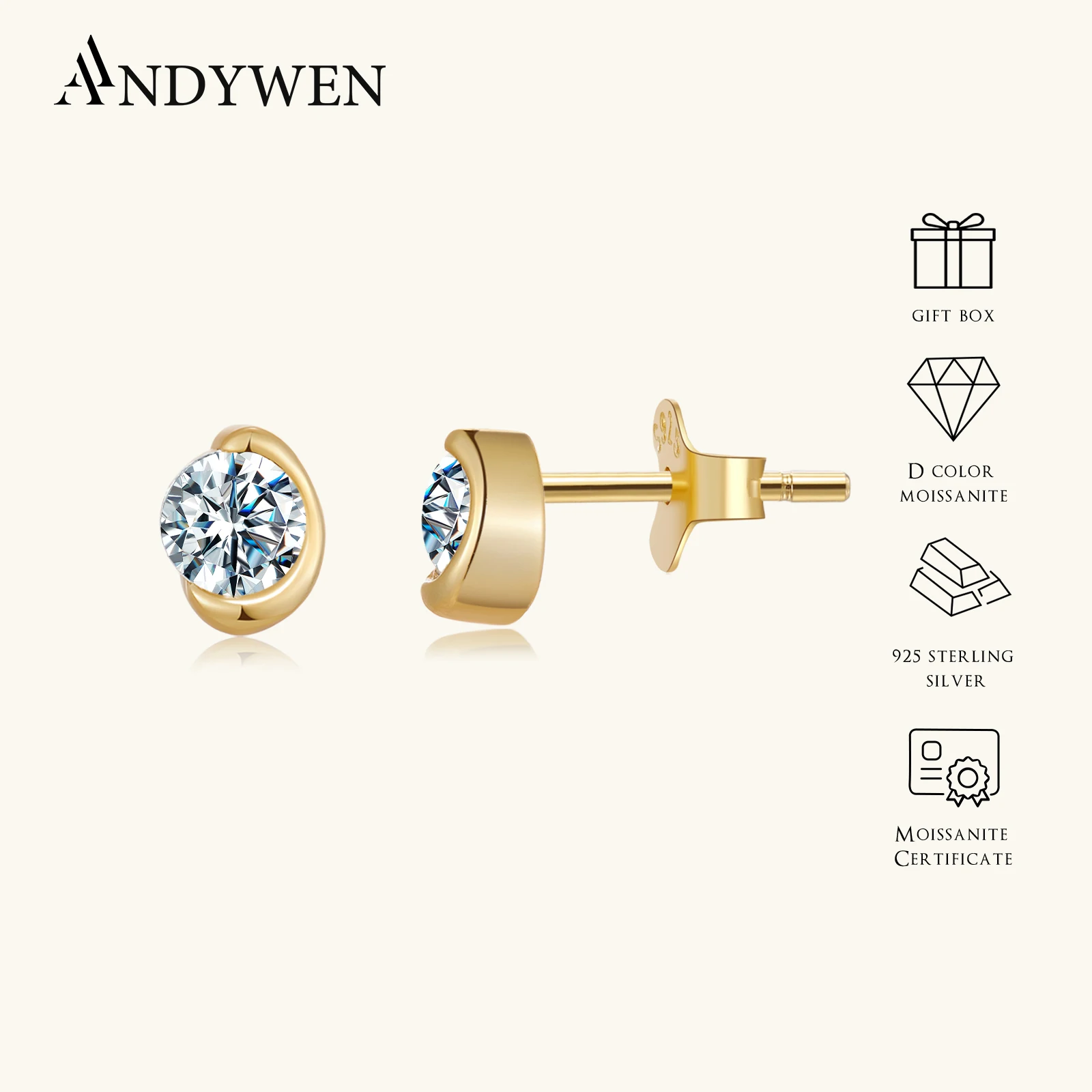 

ANDYWEN Women 925 Silver Pear 0.2CTx2 Moissanite D Color VVS1 Stud Earrings Dainty Chic Daily Party 2026 Jewelry Gift