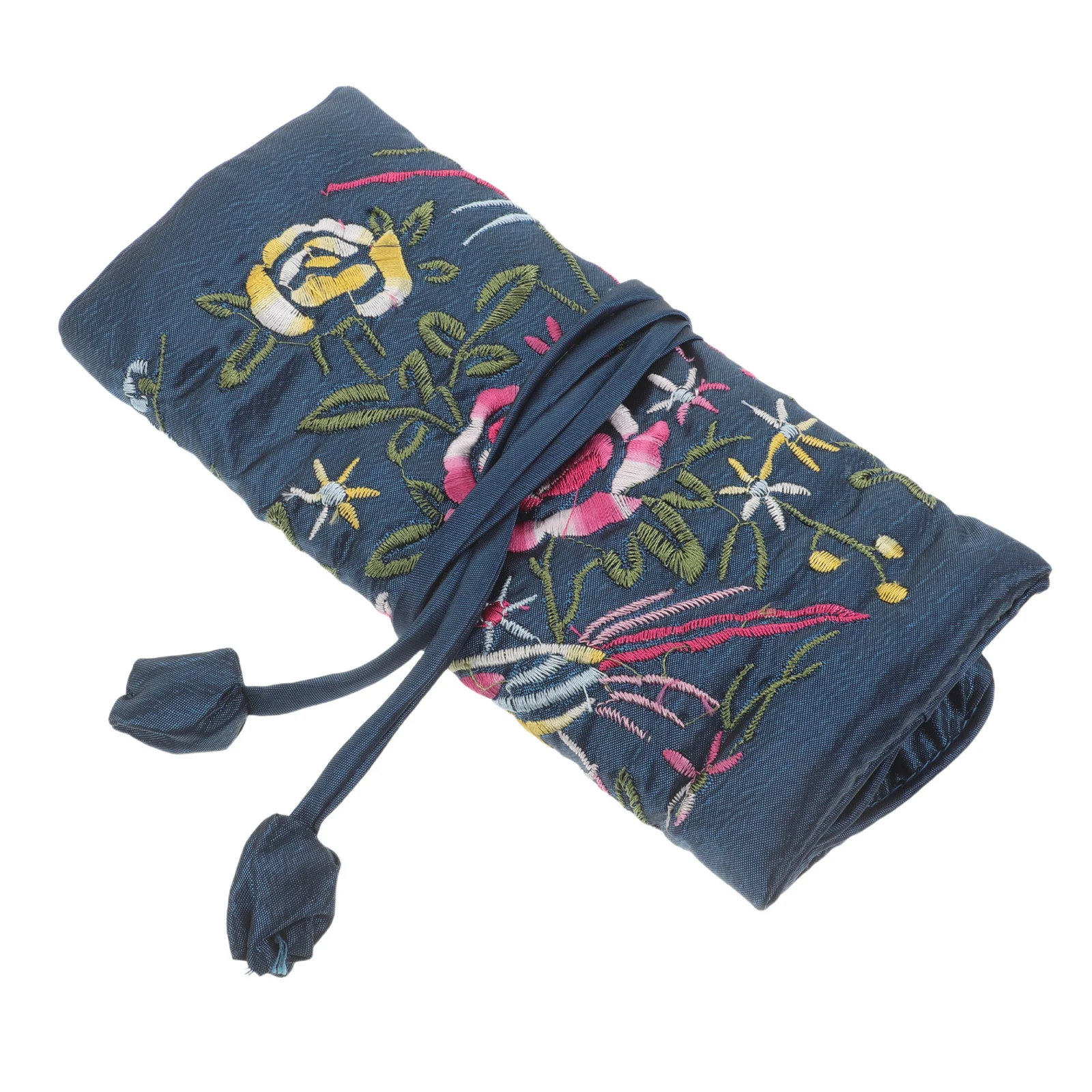 

Jewelry Storage Pouch Intricate Embroidery Design Functional Foldable Roll Up Bag for Jewelry Organization Travel Use
