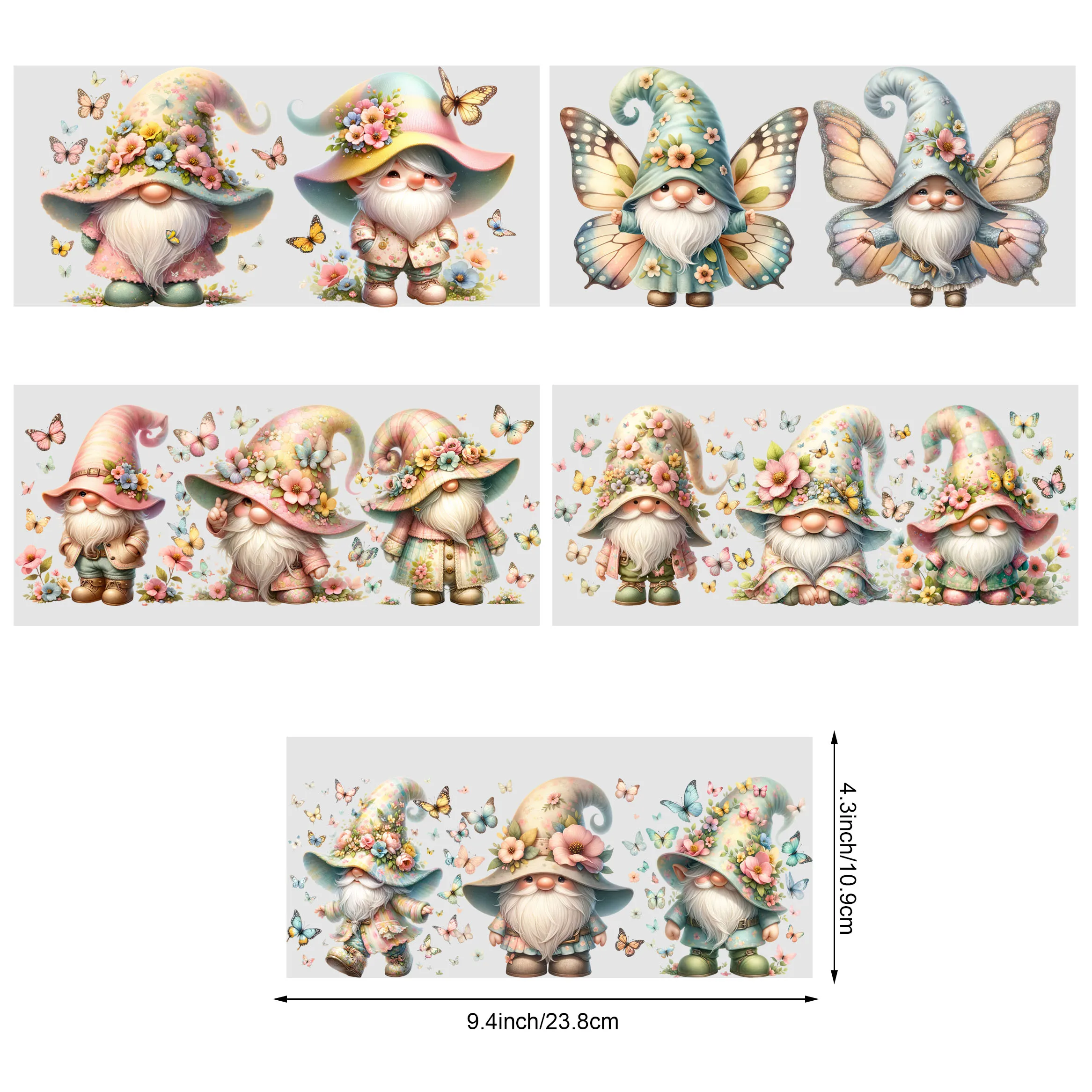 5sheets Cute Dwarf Pattern UV DTF Cup Stickers, Waterproof Sticker Pack For Decorating Mugs, Cups, Bottles, School Supplies, Etc