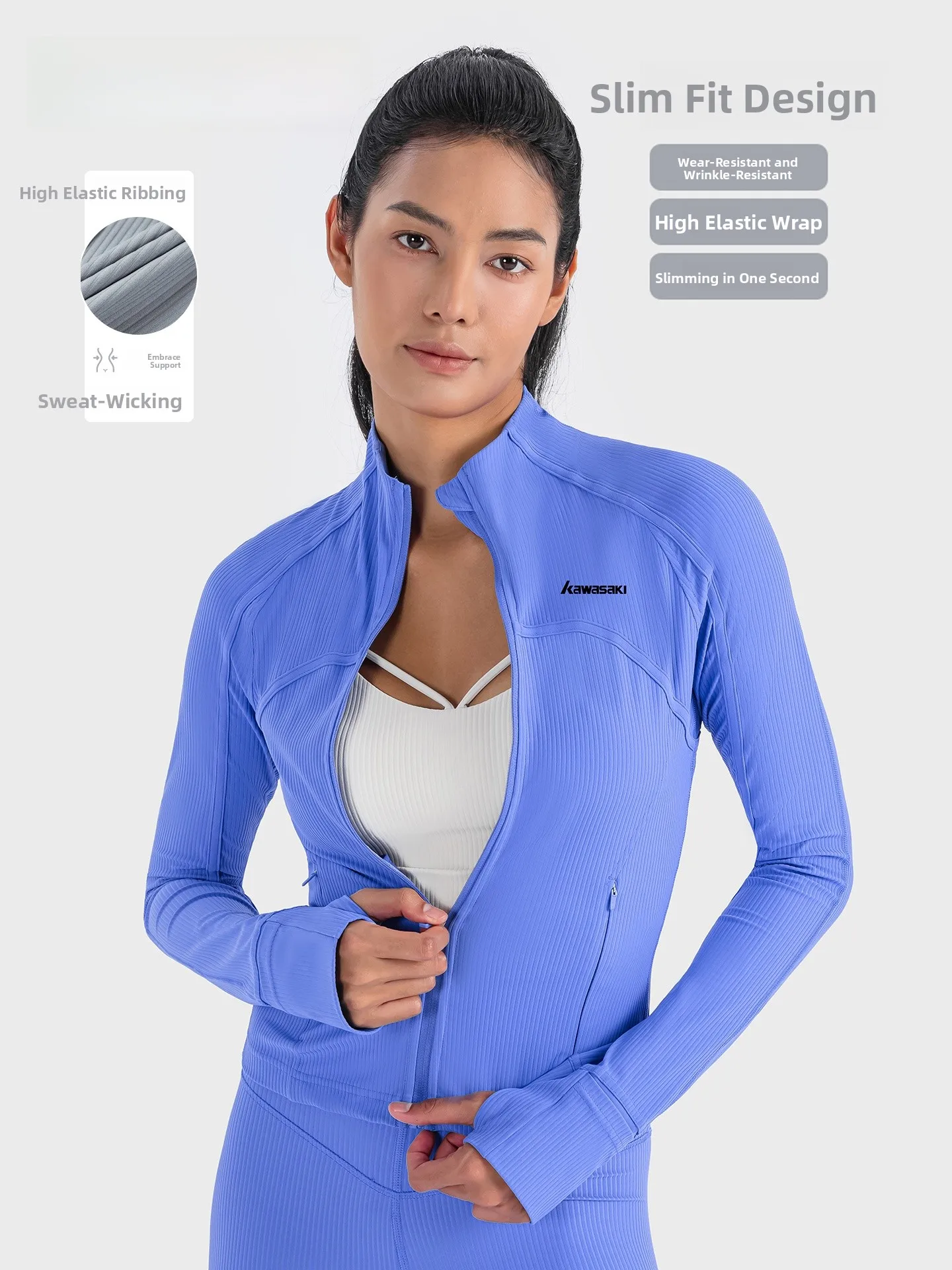 

Women's Fitn Yoga Top Zipper Long Sve Stand Collar Training Wear Outdoor Spor Sle Qui Dry Breathable
