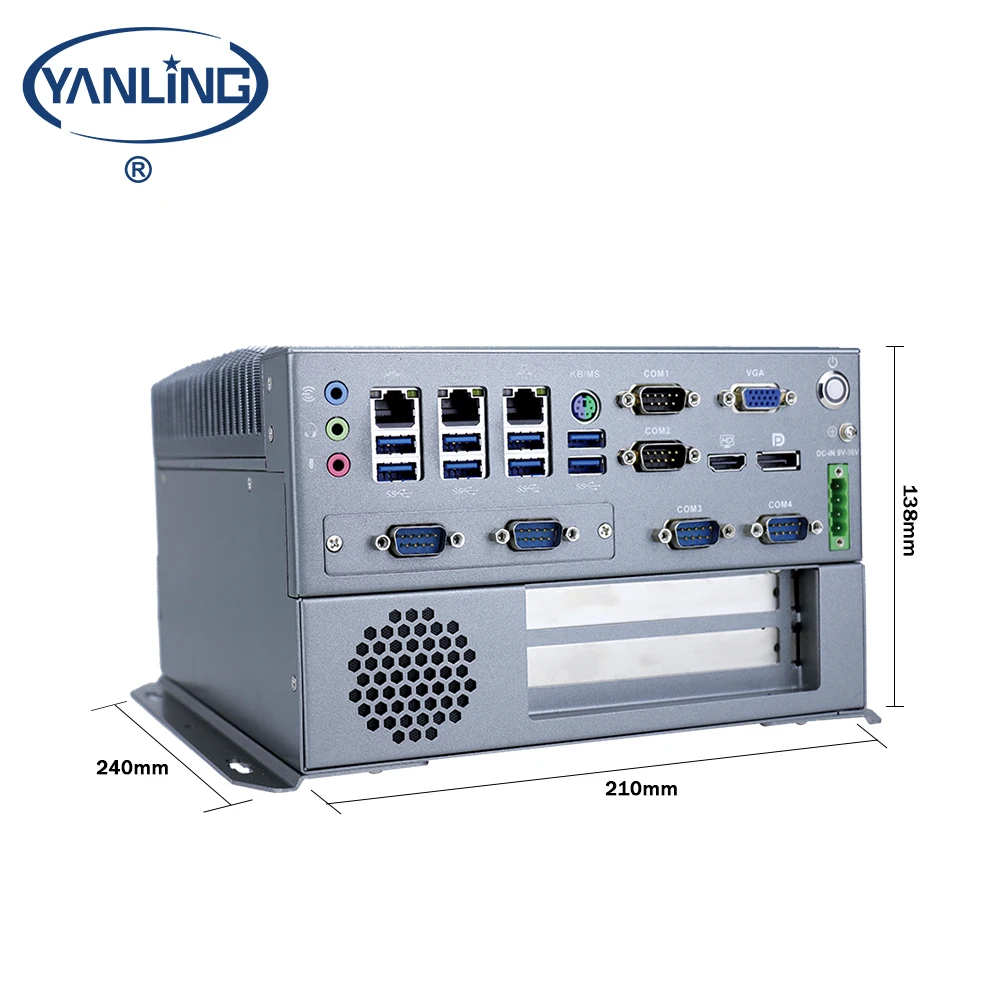High Quality X86 Q170 Chipset Fanless Industrial Computer 6 COM Ports 9-36V Input PCIE PCI Slots Embedded System Automation 6