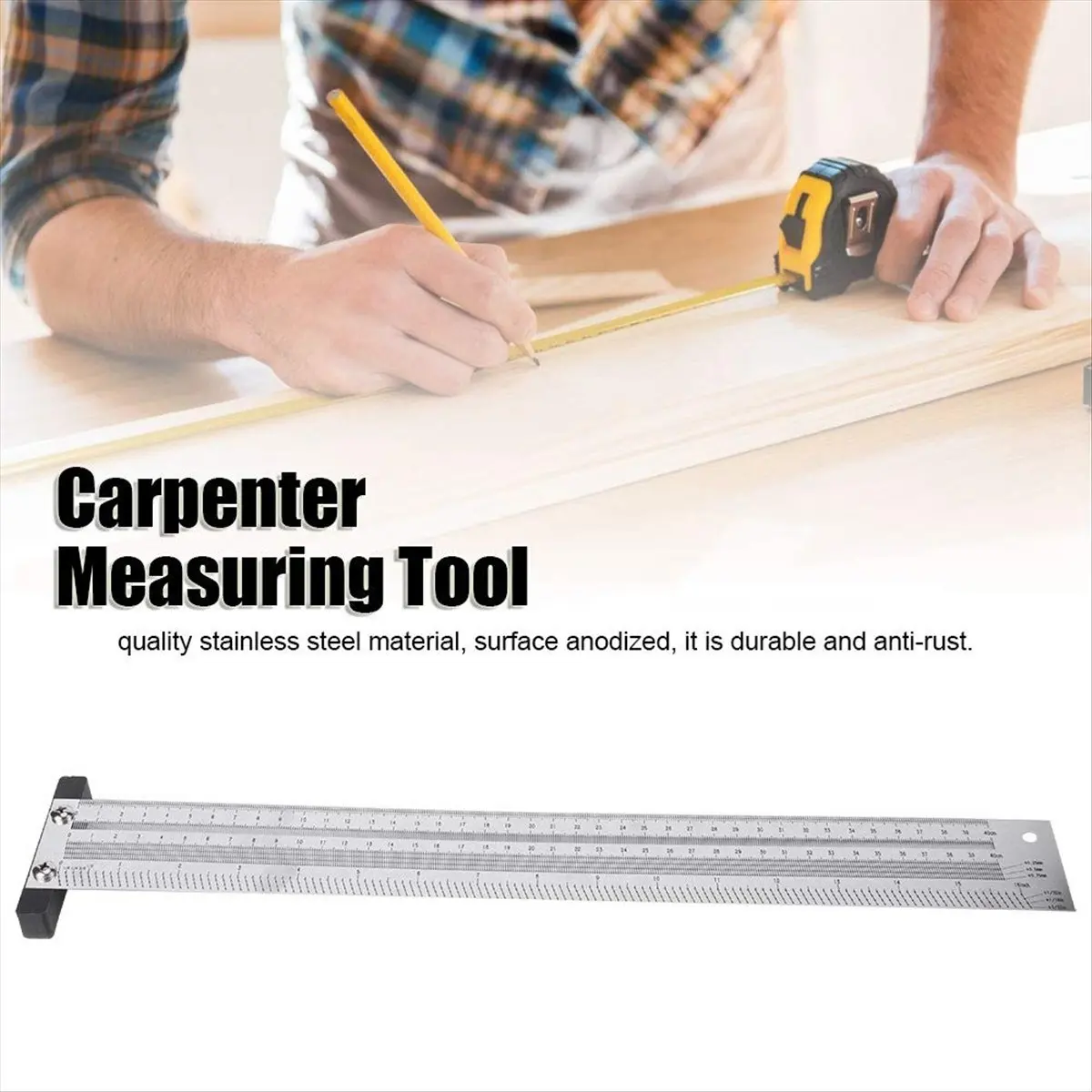 Top Sale Ultra Marking Ruler, Stainless Steel Metric Version Woodworking Scribing Ruler Gauging High T Square